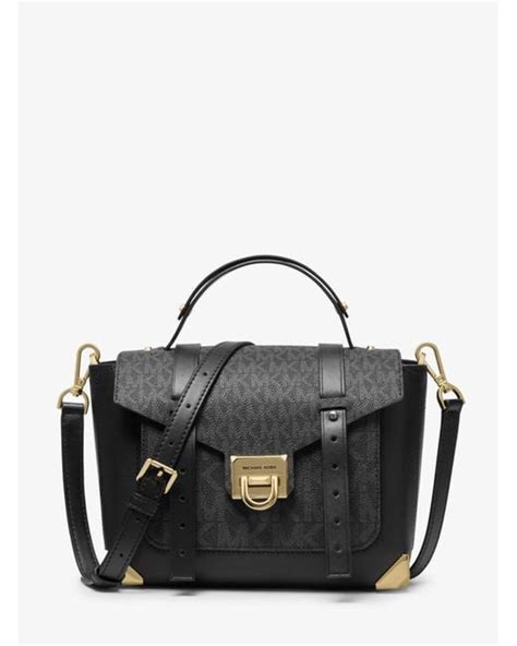 michael michael kors manhattan medium leather and logo satchel|michael kors manhattan black iridescent.